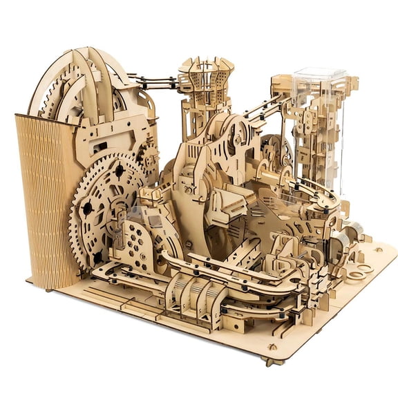 Electric Marble Run Roller Coaster 3D Wooden Puzzle for Adults to Build, Mechanical Floating Island Wooden DIY Assembly Model Kit, Creative Display & Gift (1102PCS)