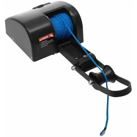 Electric Marine Anchor Winch, 35 LBS Heavy Duty Boat Winch, 12V Marine Saltwater Anchor Windlass Kit with 100ft Anchor Rope & Remote Control for Speedboats, Fishing Boats, Black