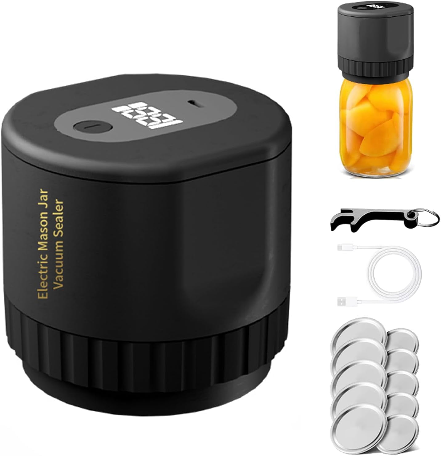 Electric Mason Jar Vacuum Sealer, Cordless AllinOne Vacuum Sealer for