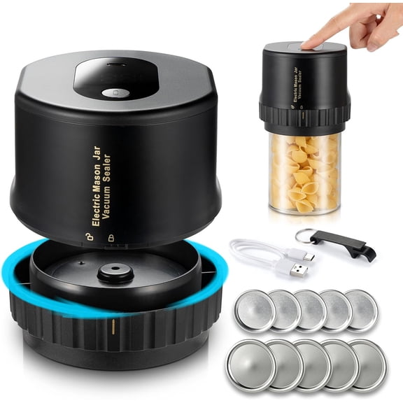 Electric Mason Jar Vacuum Sealer Kit for Regular & Wide Mouth Mason Jars Lids Canning Supplies Mason Jar Sealer with Vacuum Sealer Machine for Food Saver Storage