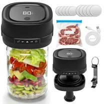 Electric Mason Jar Vacuum Sealer Kit for Wide Mouth and Regular Mouth Mason Jars, Automatic, Compact and Portable Sealer Machine, with 10 Top Lids and 1 Vacuum Bag
