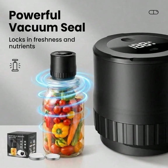 Electric Mason Jar Vacuum Sealer Kit with 10 Lids Rechargeable Food Preservation System