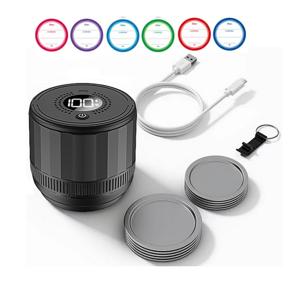 Electric Mason Jar Vacuum Sealer - Mason Jar Vacuum Sealer Kit for Wide & Regular Mouth Canning Jars, with Lids & Food Storage Labels, Essential for Canned Pantry Storage