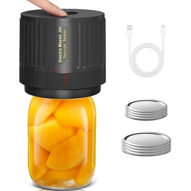 ATUPEN Electric Mason Jar Vacuum Sealer, Cordless Vacuum Sealer Kit for Wide-Mouth & Regular-Mouth Mason Jars, for Food Storage and Fermentation, Black