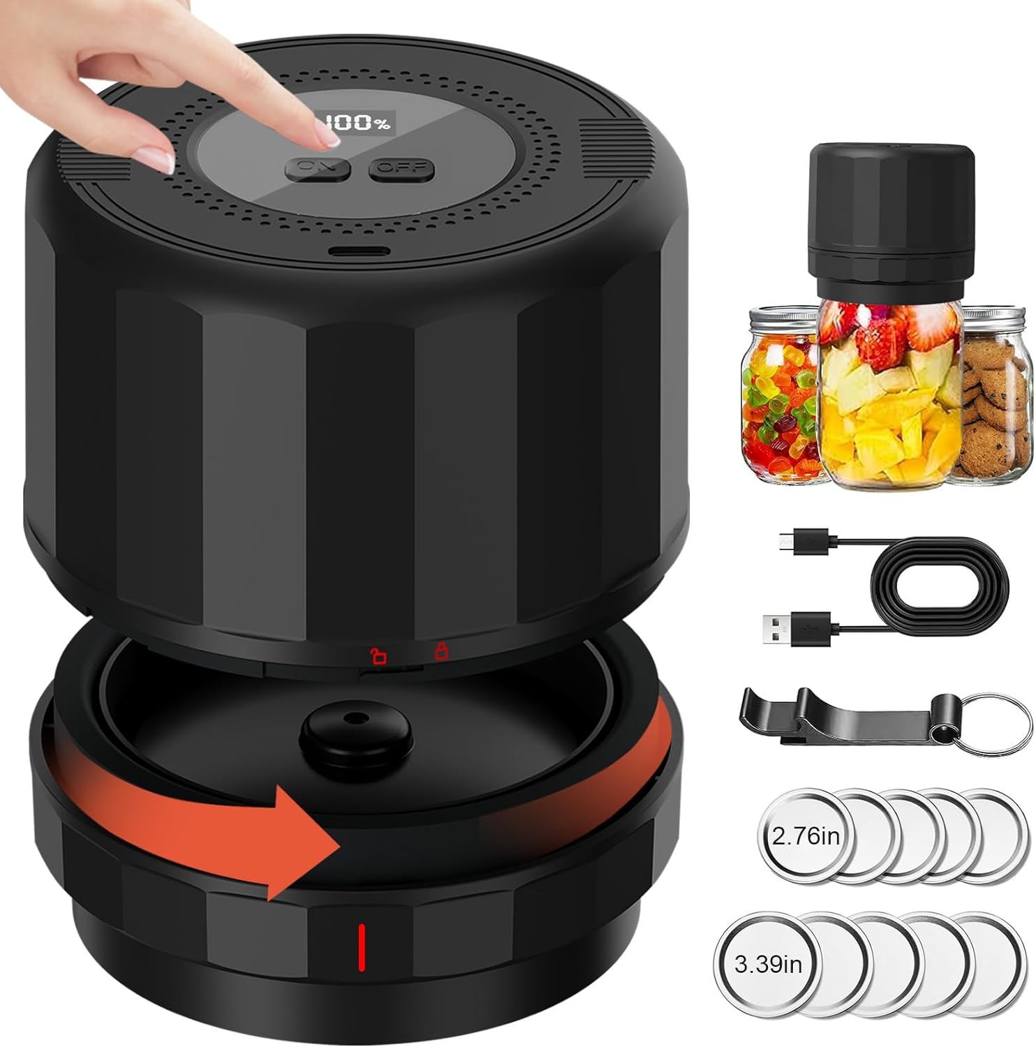 Electric Mason Jars Vacuum Sealer Kit for Canning Jars for Food Storage