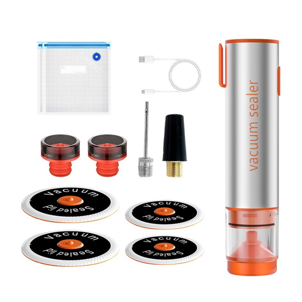 Electric Masons Jar Vacuum Sealer Handheld Electric Vacuum Sealing Machine Metal Texture for Wide and Regular Mouth Jars