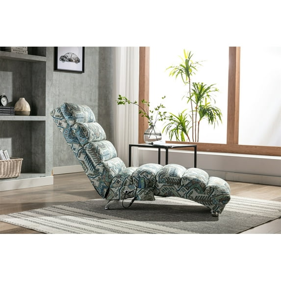 Electric Massage Recliner Chair Linen Chaise Lounge Indoor Chair, Modern Long Lounger for Office or Living Room (Rug Flower)