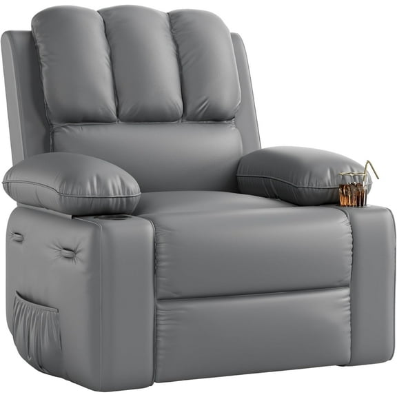 Electric Massage Recliner w/ Heat, 360° Swivel & Zero Gra-Vity, 400lb Capacity, USB Charging & Storage