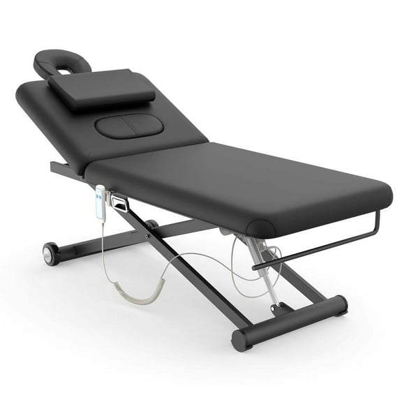 Electric Massage Table, Holaki Heavy Duty PU Leather Massage Bed with Height Adjustable Electric Lifting Motor & Backrest Adjustable Angle for Treatment Medical Spa Facial Beauty, 800LBS, Black