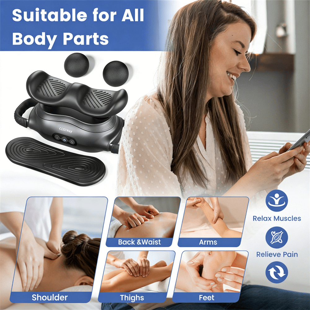 Electric Massager Gun Deep Tissue Muscle Relief 3 Massage Heads 3 Speed Modes Handheld Percussion Therapy Device Portable Body Massager for Back Neck Shoulder Leg Pain Recovery Home Gym Office Use