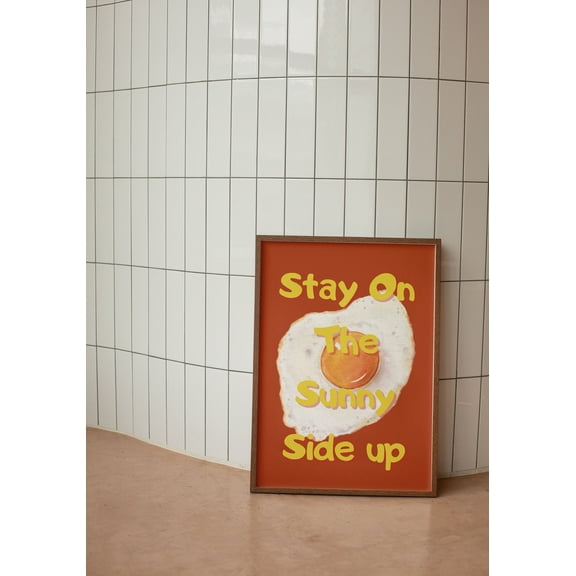 Electric Maximalist Stay On The Sunny Side Up Egg Kitchen Wall Art In Orange | Wall Decor| Posters| Home Decor| Trendy Art Poster, Unframed Poster Size 16x24
