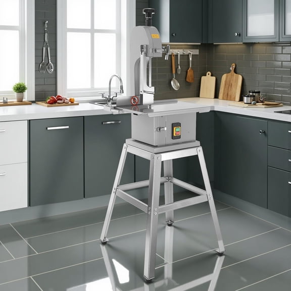 Electric Meat Cutter with Stand, 1500W High Power, Dual-Mode Design, Multifunctional Bandsaw with Precision Scale Workbench