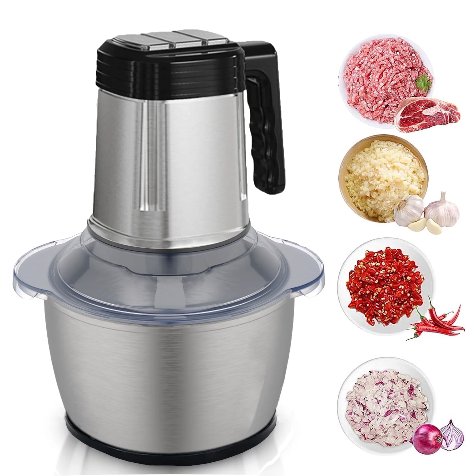 Sanxinyuan 3L Meat Grinder, Electric Food Chopper & Mincer with 4 Grinding Plates, Silver