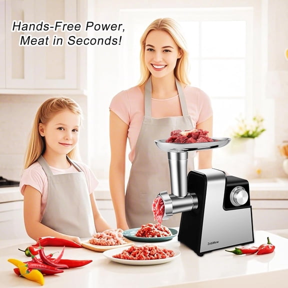 Electric Meat Grinder, 350W(2800W Max) Power Food Grinder with Sausage Stuffer Tubes, Dumpling Maker, and Kubbe Kit, Small Meat Grinder for Home Use, for Ground Beef, Deer, Chicken, and More