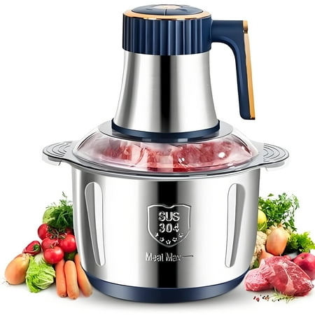 5L 3-Speed Electric Meat Grinder & Food Chopper, Stainless Steel with 5 Blades, Quiet (36-45dB)