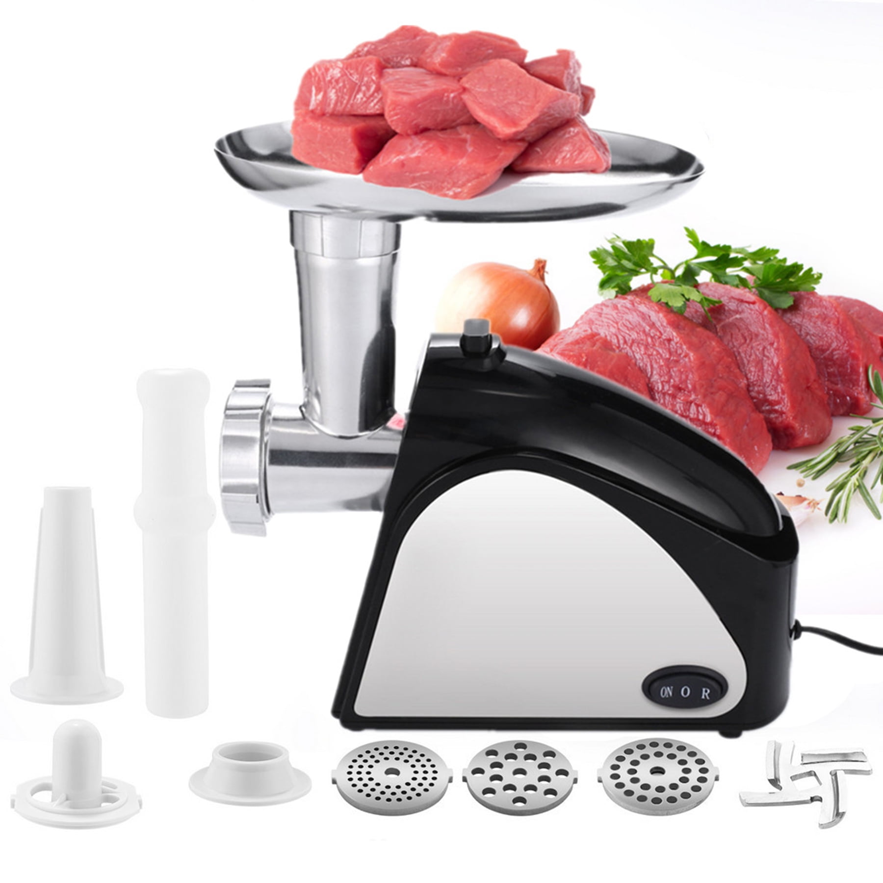 FUNKOL Number 3 Meat Grinder with Sausage Stuffer Kit 800W Power, Easy to Clean and Install, Suitable for Home Kitchen, Sliver