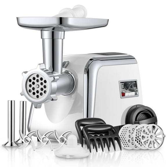 Electric Meat Grinder Heavy Duty,3000W Max 5 in1 Sausage Stuffer Maker with 4 Stainless steel Plates & 3 Blades,Sausage & Kubbe Maker Kit/Slider Maker