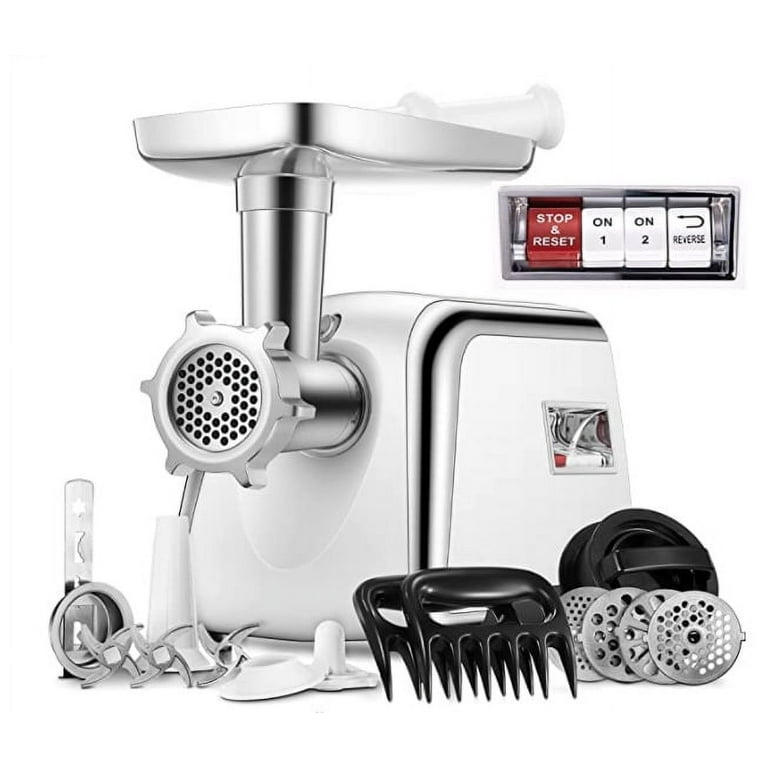 Electric Meat Grinder, Sausage Stuffer Maker 450W(3000W Max) Food Grinder  with Blade & 3 Plates, Sausage Stuffer Tubes & Kubbe Kit, Stainless Steel
