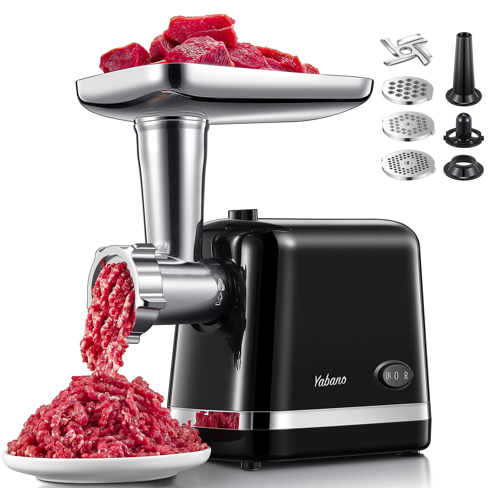 Walmart Black Friday Deals 2025 - Free Shipping! Yabano Electric Meat Grinder Stainless Steel with Sausage Kubbe Kit, 3 Grinder Plates, Black