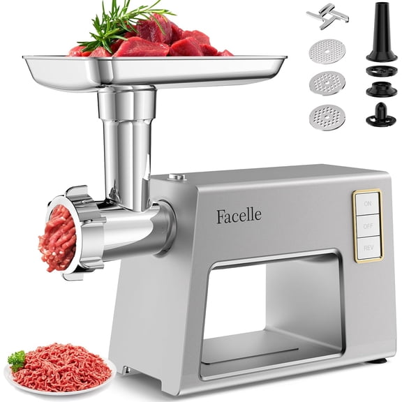 Electric Meat Grinder for Home Use, Mincer Machine with Stainless Steel Blades & 3 Grinding Plates,Sausage Stuffer & Kubbe Kit, Food Grinder for Burgers, Kibbeh, Beef Sticks, Dog Food