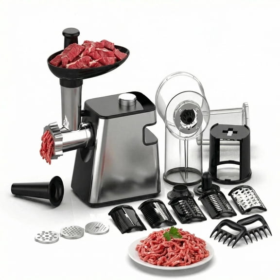 Electric Meat Grinder, Stainless Steel, Powerful Motor, Easy Operation for Grinding Meat, Sausage Making, Meatballs, Ideal for Home Kitchen and Restaurant Use