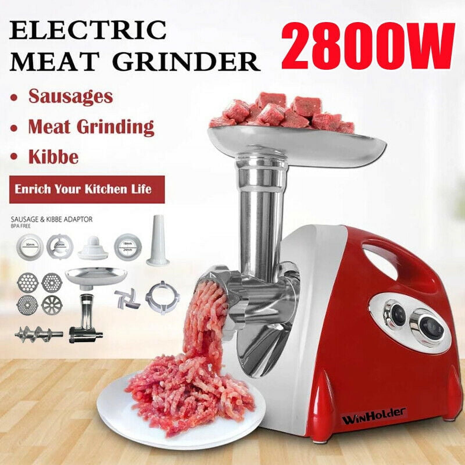 Electric Meat Grinder, Stainless Steel Sausage Mincer with 4 Grinding