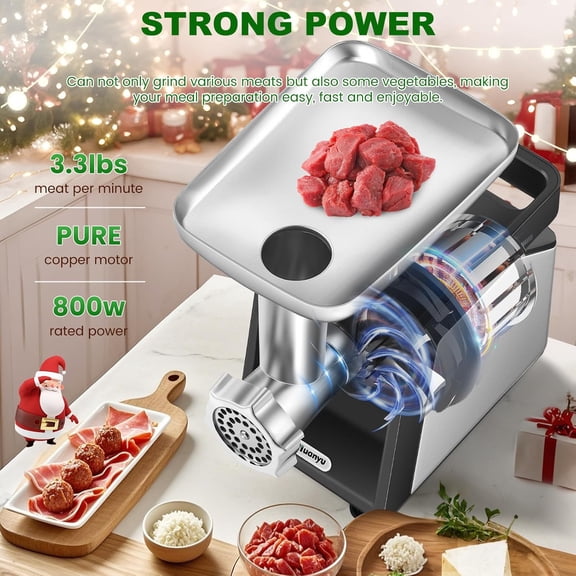 Electric Meat Grinder for Home Use, Process Beef & Venison in 90s, Quiet for Apartment Cooking, Sausage Kubbe Prep Kit 110v