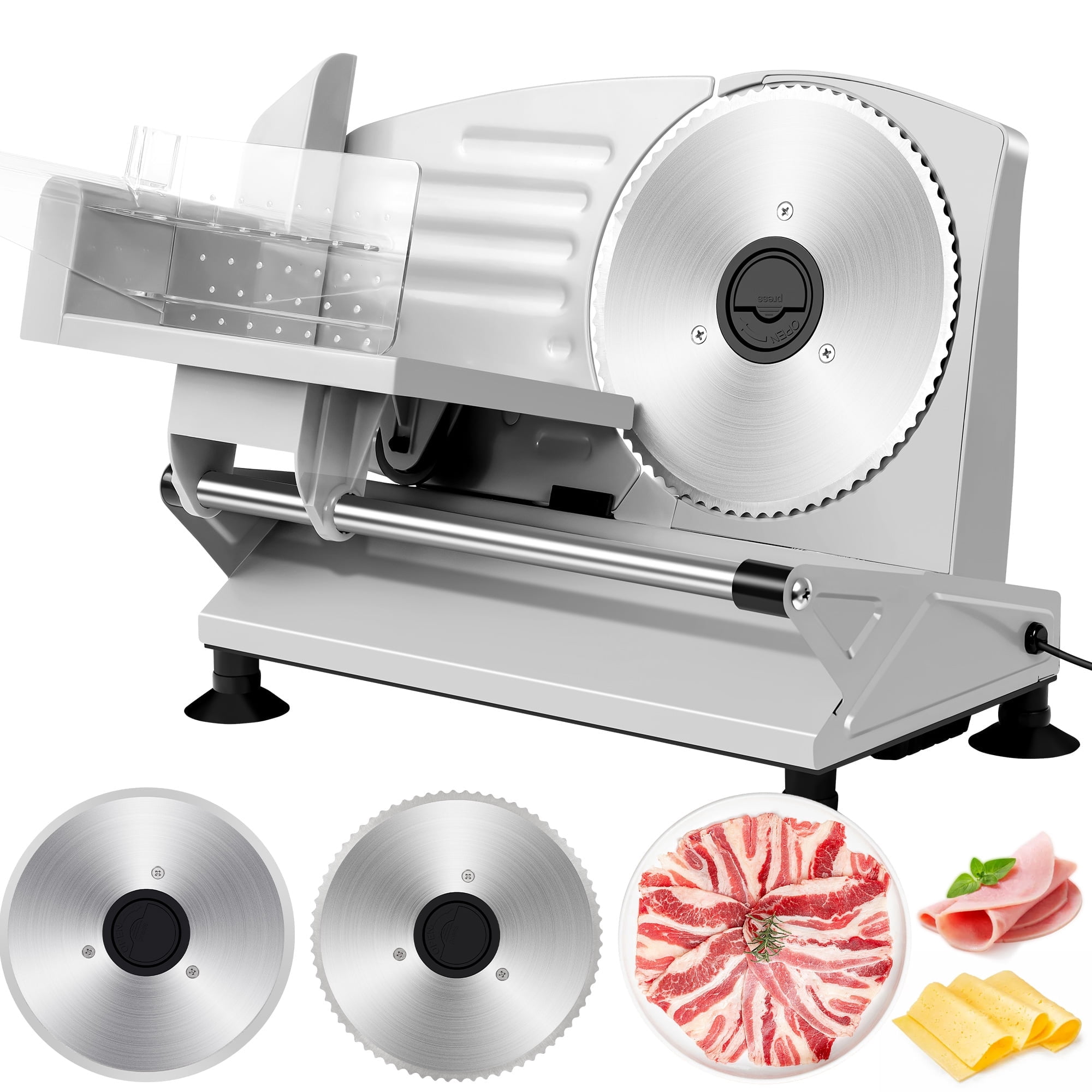 Electric Meat Slicer 150W, Food Slicer with 2 Removable Stainless
