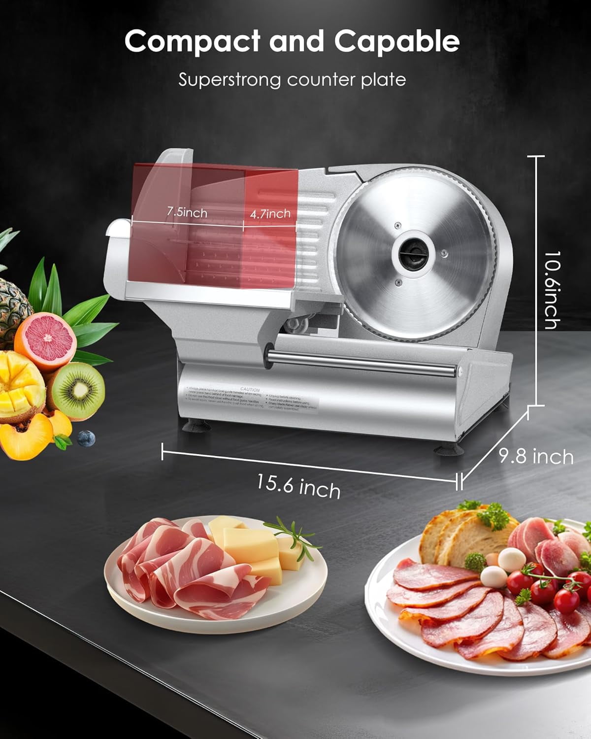 Electric Meat Slicer, Deli Meat Slicer Machine for Home Use with 7.5 ...