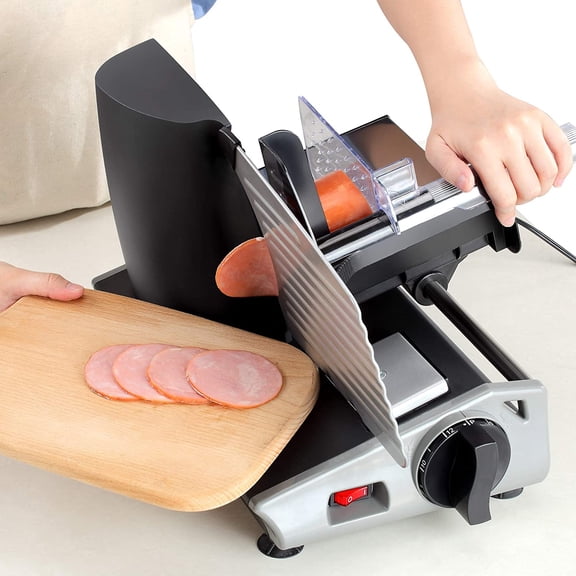 Electric Meat Slicer with Adjustable Thickness & Stainless Steel Blade for Home Kitchen Use