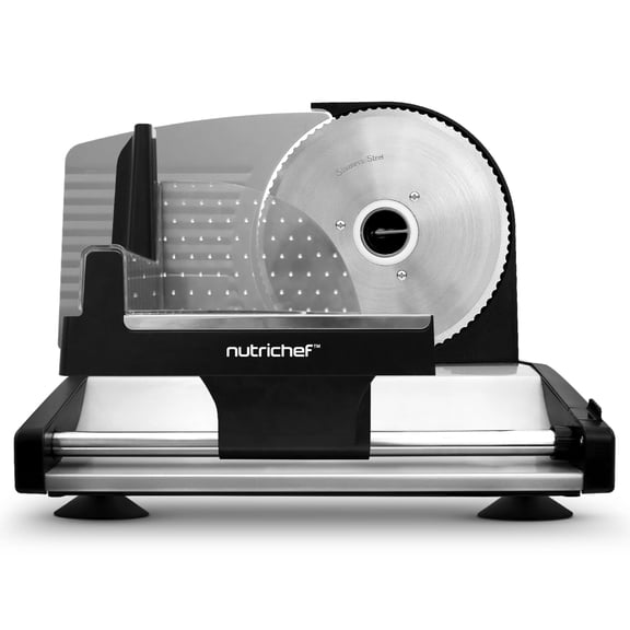 Electric Meat Slicing Machine - Automatic Food Preparation Equipment Meat Slicer for Kitchen Use (Black)