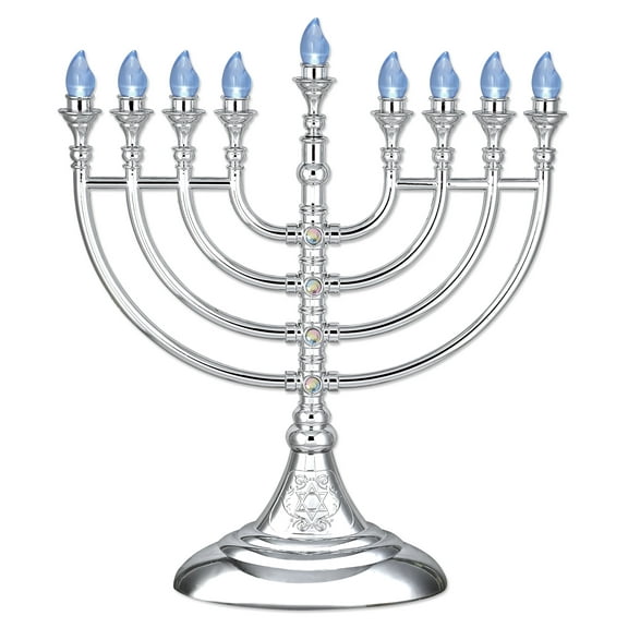 Electric  Menorah LED Battery or USB Powered Electroplated Hanukkah Menorah AVIV JUDAICA