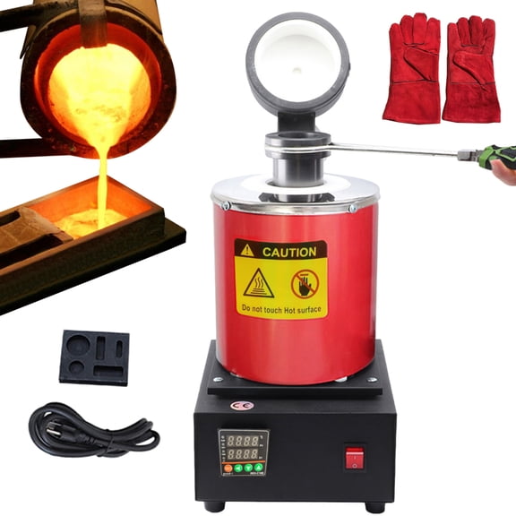 Electric Metal Melting Furnace 6.6lb Capacity w/ PID Control Real-Time Monitoring for Jewelry Maker