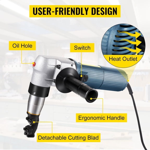 Electric Metal Nibbler 625W 1000RPM High Speed Rotor 4mm Cutting Capacity 110V with Replacement Blades Storage Case for Stainless Steel Aluminium Sheet Metal Cutting