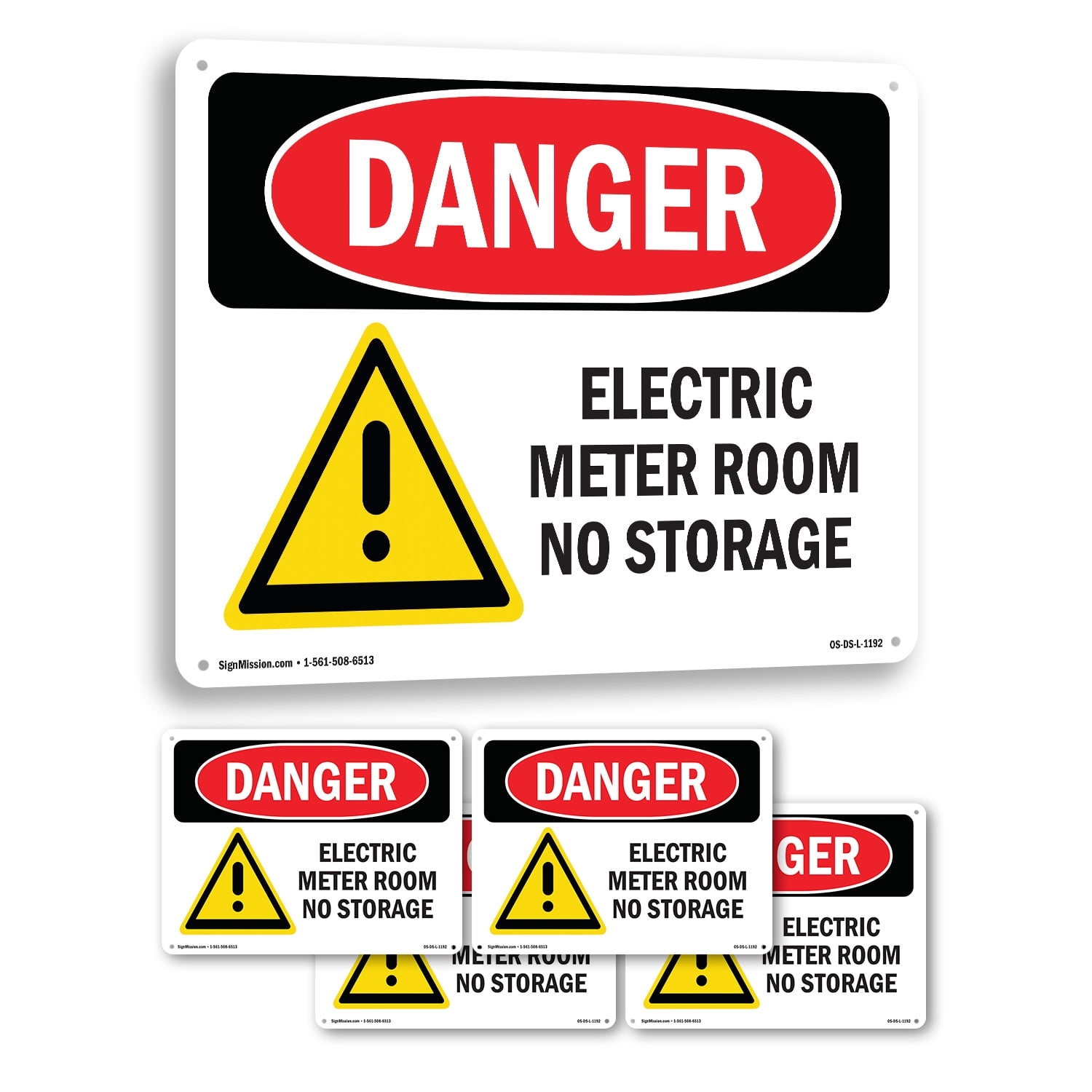 Meter On Sign Electric Meter Room No Storage OSHA Danger Aluminum Sign 18 Inch x 12 ...