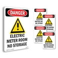 thumbnail image 1 of Electric Meter Room OSHA Danger Rigid Plastic Sign 24 Inch x 18 Inch - 5 Pack, 1 of 8