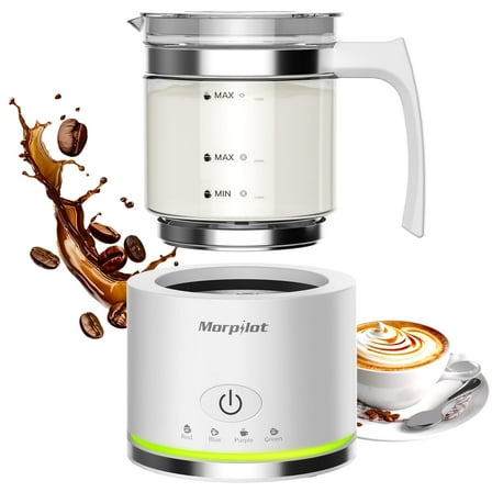 Electric Milk Frother, 500ML Automatic Frother in Glass, Milk Steamer, Apartment Essentials Must Haves, Foam Maker for Espresso, Coffee, Latte Cappuccino, Macchiato, Hot Chocolate