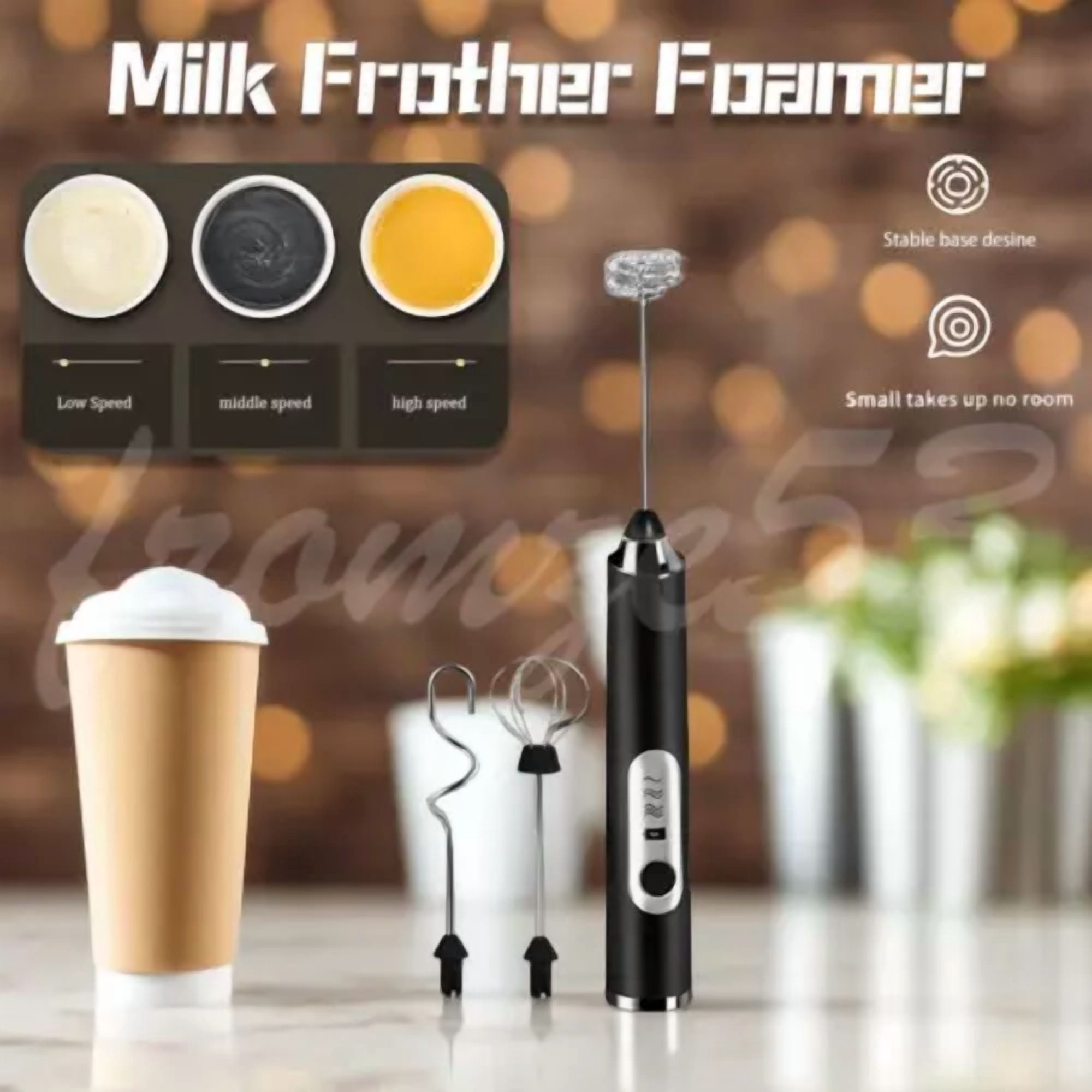 Electric Milk Frother Double Whisk Handheld Coffee Foam Mixer Usb Rechargeable??