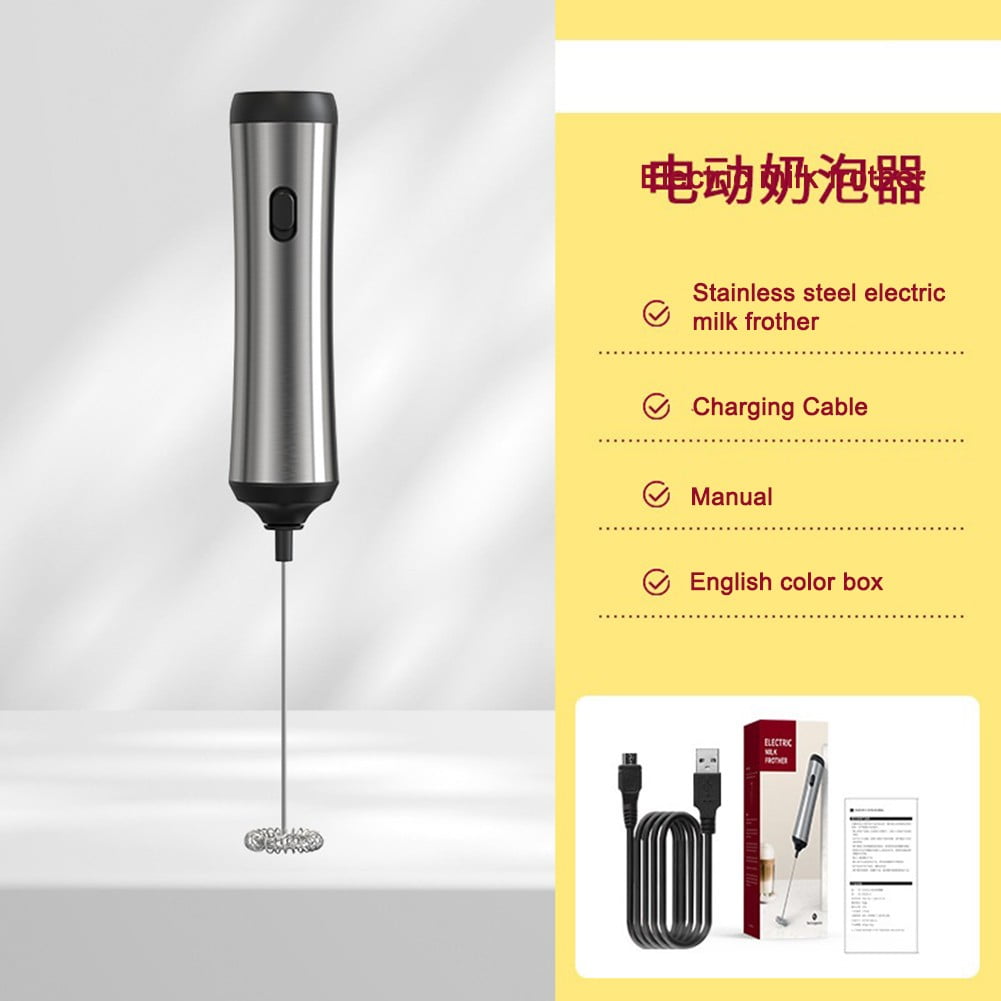 Electric Milk Frother Handheld Stainless Steel Frother Wand Kitchen Hand  Frother
