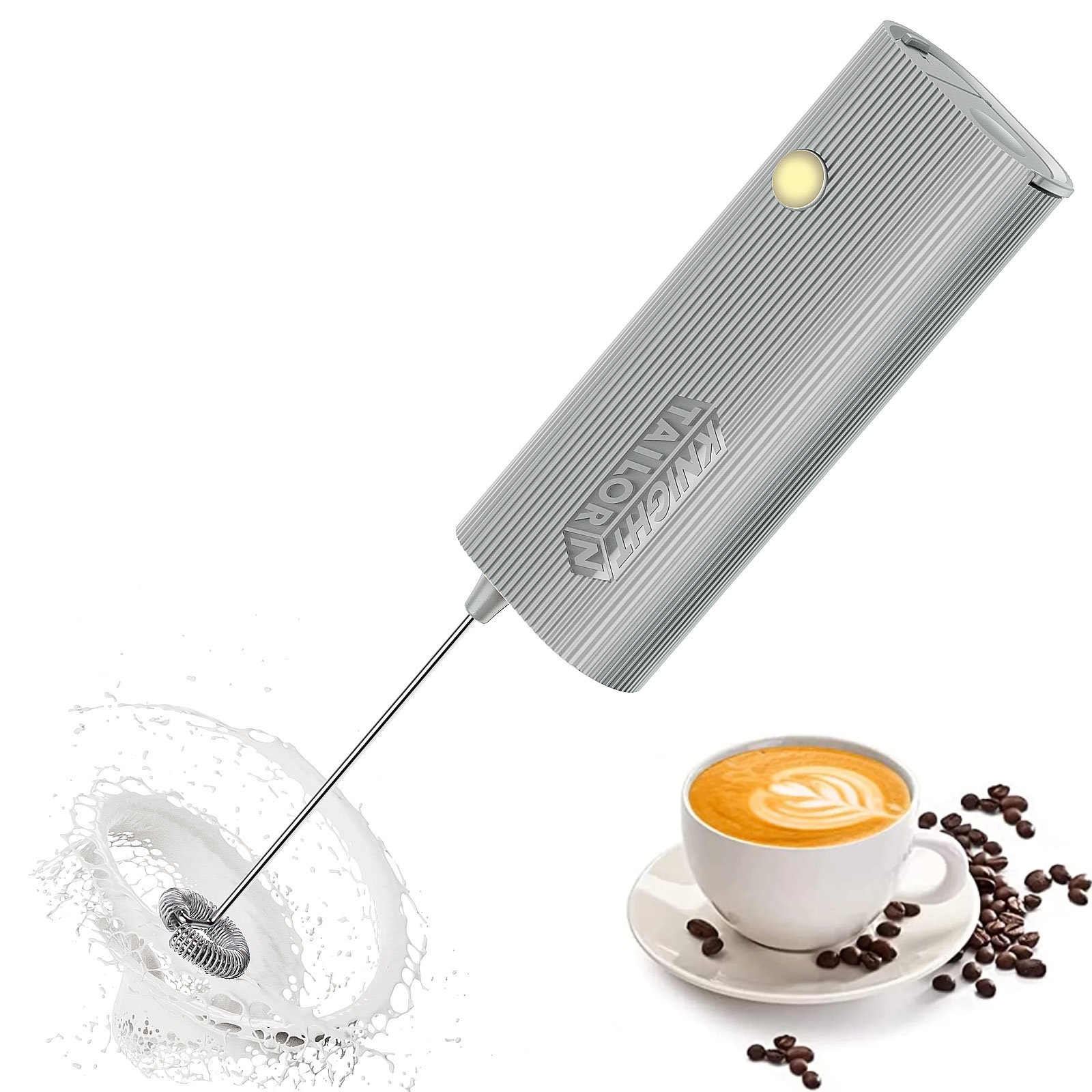 PowerLix Handheld Electric Milk Frother with Stainless Steel Stand