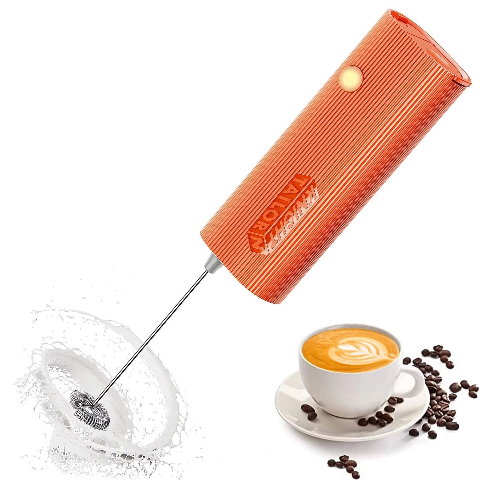 Electric Milk Frother Handheld, USB Type-C Rechargeable Milk Foam Maker  with Detachable Stainless Steel Whisk, Portable Foam Maker for Coffee, IPX7