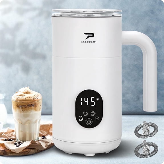 Electric Milk Frother & Steamer, 11.8oz/350ml 4-in-1 Automatic Hot & Cold Foam Maker, White