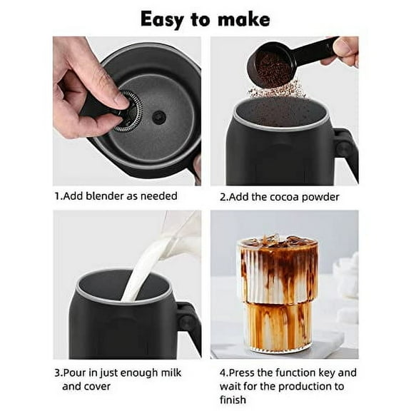 Electric Milk Frother and Steamer,4 In 1 Electric Milk Steamer,450ml Milk Frother and Warmer,Automatic Hot and Cold Foam Maker,with Foldable Handle,for Coffee/Latte/Cappuccino
