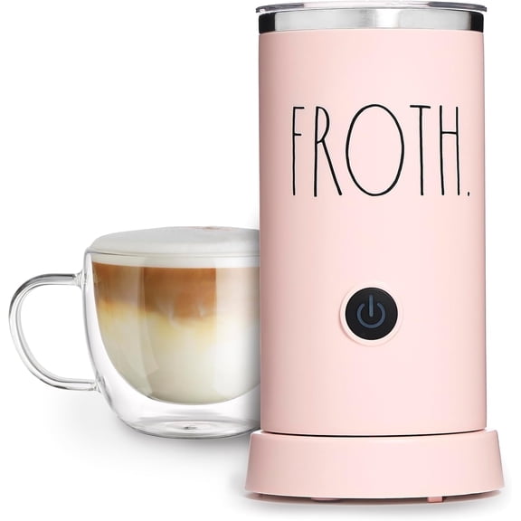 Rae Dunn Electric Milk Frother and Steamer, 550-Watt Hot and Cold Foam Maker for Coffee, Blush