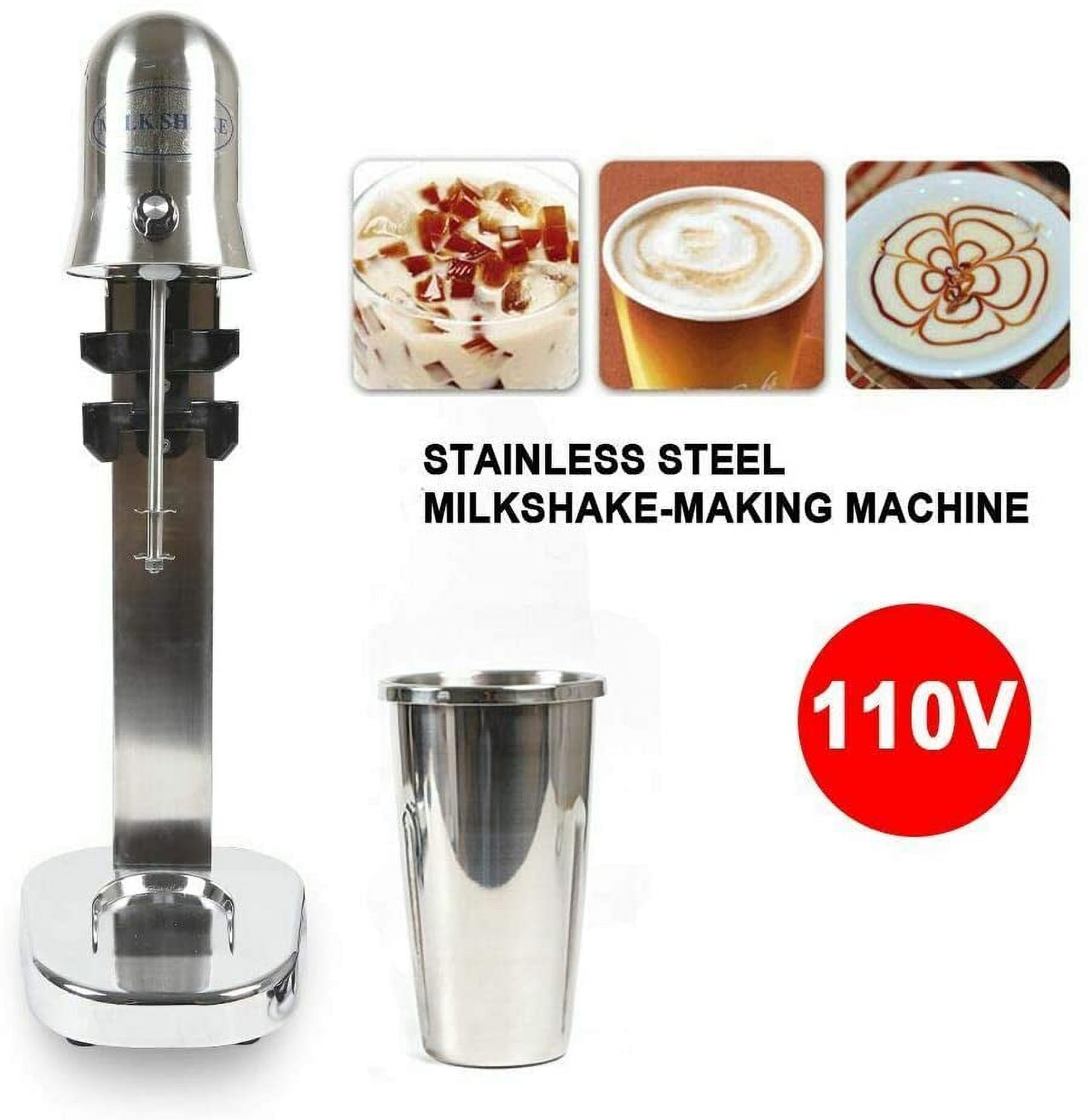 Electric Milk Shaker 110V 60HZ 280W 18000RMP Commercial Stainless Steel Drink Mixer Machine Smoothie Malt Blender 4.5KG with 2 Speed Adjustable for Home Shop (Round Head) - image 1 of 8