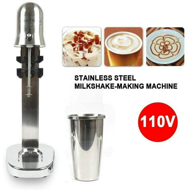 Electric Milk Shaker 110V 60HZ 280W 18000RMP Commercial Stainless Steel Drink Mixer Machine Smoothie Malt Blender 4.5KG with 2 Speed Adjustable for Home Shop (Round Head)