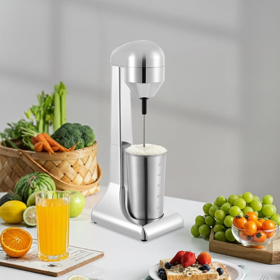 Electric Milkshake Maker 100W Dual-Speed Drink Mixer with 16.91 oz Stainless Steel Cup & Measuring Graduations, Bladeless Safety Design, Compact Countertop Milkshake Machine for Coffee, Cocktails