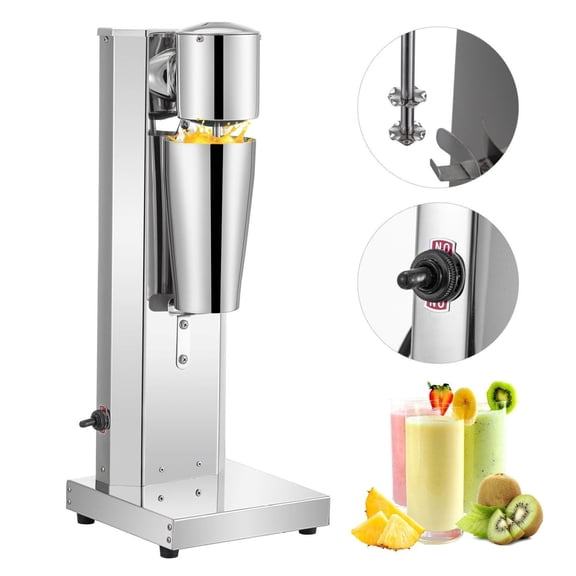 Electric Milkshake Maker, 180W Stainless Steel Milkshake Machine Kit, 800ml Cup, 2 Speed Adjustable Mixer for Home & Commercial Use, Silver