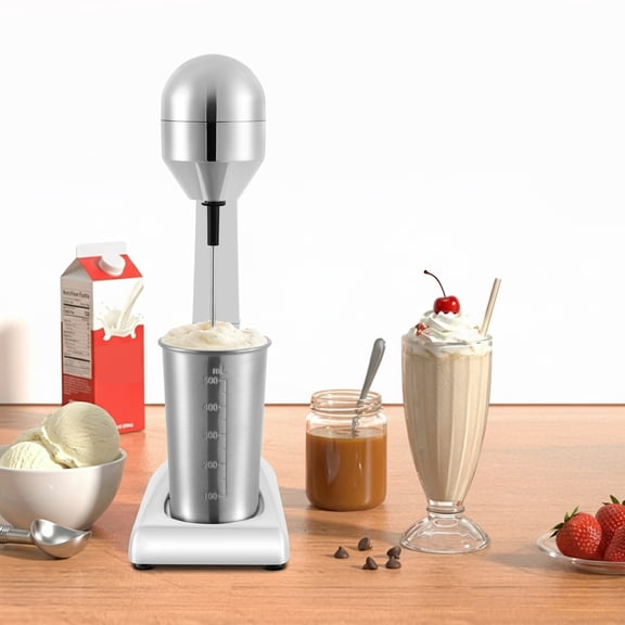 Electric Milkshake Maker & Drink Mixer, 100W Dual-Speed Motor with 16oz Stainless Steel Cup, for Shakes, Coffee, Lattes, Cocktails - Easy Clean, Space Saving Countertop Appliance