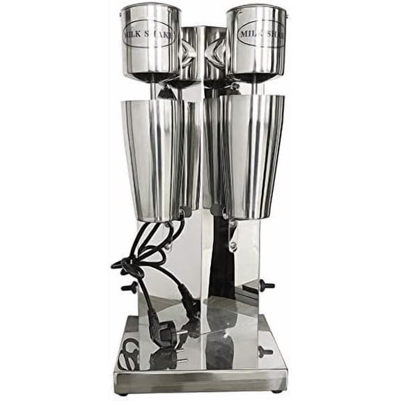 Electric Milkshake Mixer Maker,Double Head Milk Shaker Drink Malt Mixer Stainless Milk Frozen Smoothie Soft Ice Cream Maker Blender Commercial Stand Mixers 180W+180W$$Food & Beverage